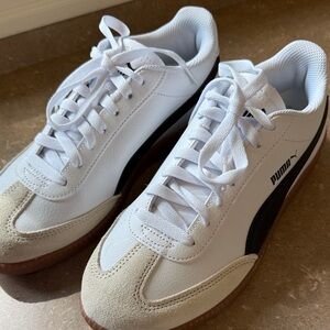 Puma Women’s White and Black Sneakers with Tan Accents